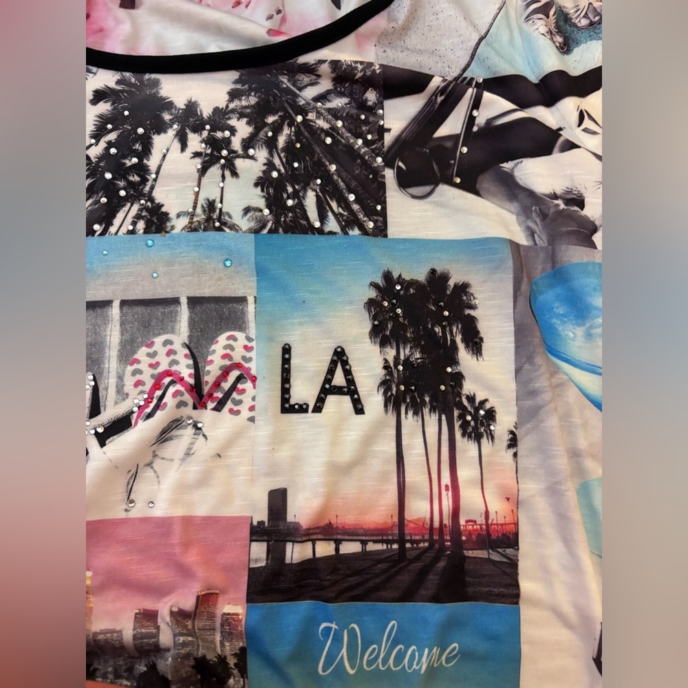 Style & CO LA Themed Graphic Tee with Fringe and sparkly gems! - Picture 10 of 16